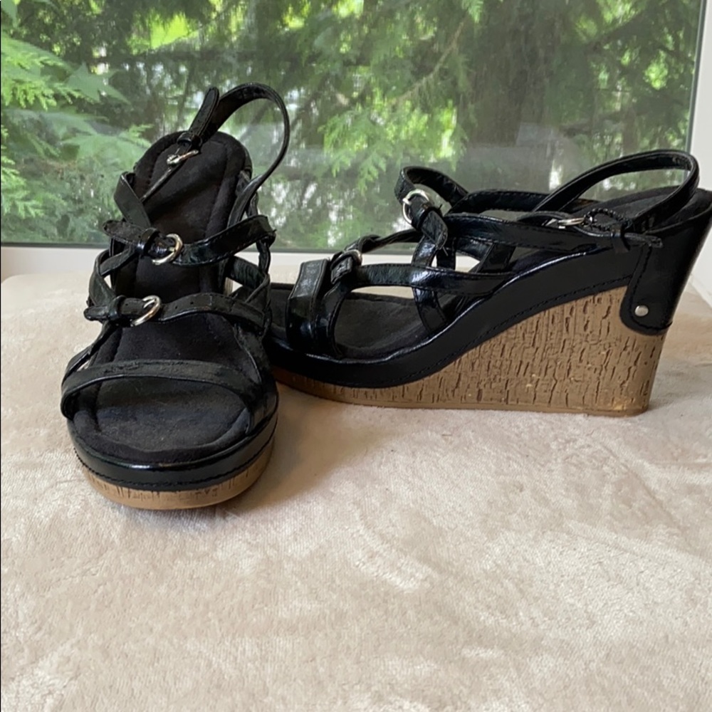 Black Wedge Strappy Sandal